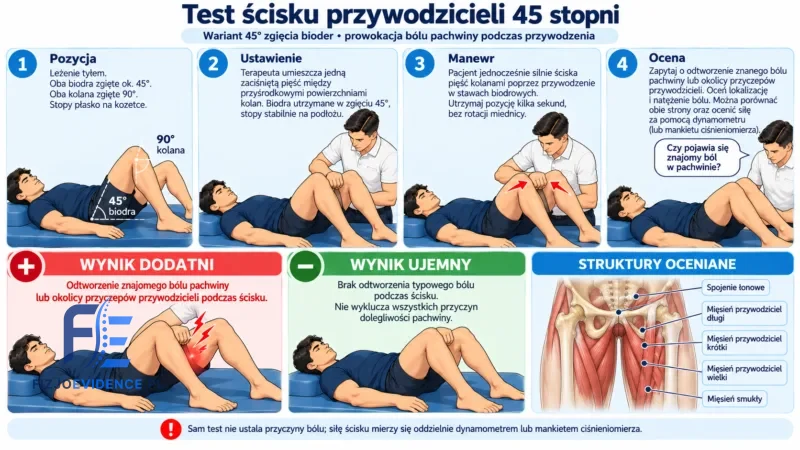 Test ścisku przywodzicieli 45 stopni